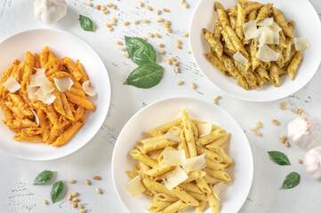 Sticker - Penne pasta with various pesto sauces