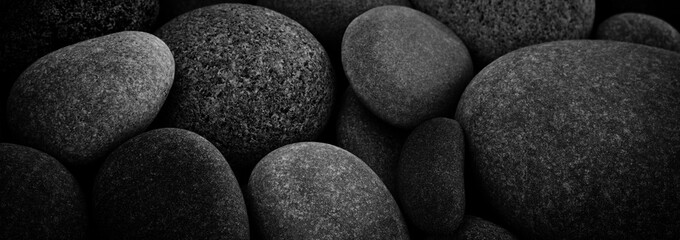 Aufkleber - Dark black abstract smooth round pebbles texture background