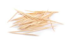 Heap Of Wooden Toothpicks On White Background