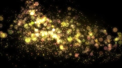 Wall Mural - 4k abstract motion background animation shining gold particles rotating and fluctuating in space sea
