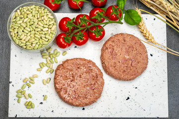 Healthy vegetarian vegan food, plant based soya beans burger