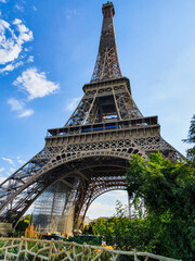 close angle view of the eiffel tower in paris, france.