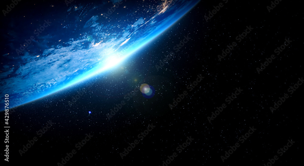 Planet earth globe view from space showing realistic earth surface and world map as in outer space point of view . Elements of this image furnished by NASA planet earth from space photos.