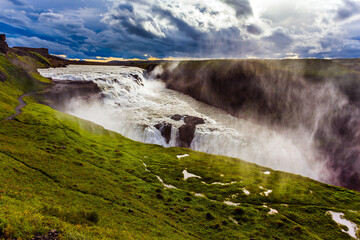 Wall Mural - Waterfall in Icelandic tundra - Gullfoss
