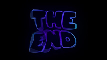 Poster - the end Creative Typography Text Animation with wavy color lines. 4k motion video animation Waves of liquid lines morphing into patterns. Modern colorful fluorescent Sound wave shape