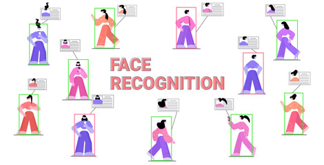 Poster - people using smartphones facial identity verification identification face recognition personal id access