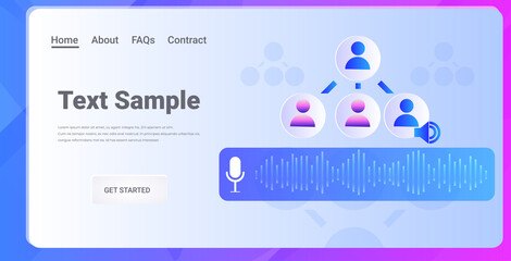 Poster - users communicating in instant messengers by voice messages audio chat application online communicat