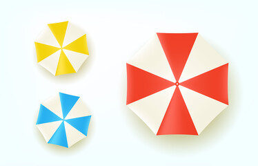 Poster - Color umbrellas top view. Vector set isolated om whita background