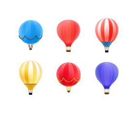 Poster - Different air balloons vector clipart. Cartoon style 3d illustration