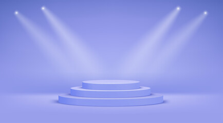 Poster - Bright pastel blue studio with circle stair