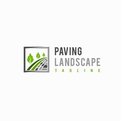 paving landscape logo with lettering concept