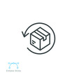 Return parcel icon. Free delivery exchange of goods. Package tracking. Cardboard boxes, parcels, packages, Gifts. outline style. Editable stroke vector illustration design on white background EPS 10