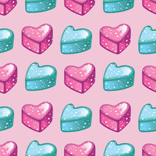 Vector Seamless Pattern With Pink And Mint Candies.