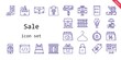 © NinjaStudio - sale icon set. line icon style. sale related icons such as payment method, gift, limited time, paint brush, real estate, bill, box, store, coding, shopping bag, school, food