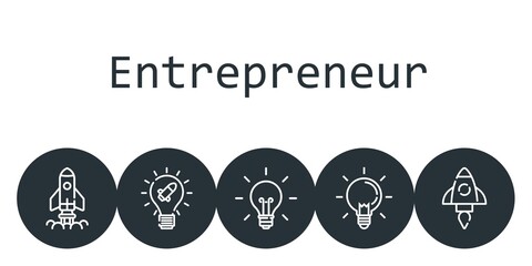 Poster - entrepreneur background concept with entrepreneur icons. Icons related startup, idea, ideas