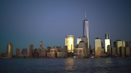 Fototapete - Downtown Manhattan skyline at dusk, New York city