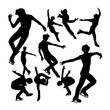 © fennywiryani - Male ice skating silhouettes. Good use for symbol, logo, icon, mascot, sign, or any design you want.
