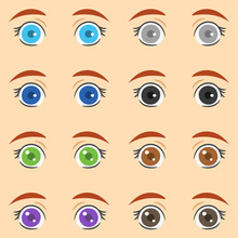 Colorful Female Eyes Vector Set