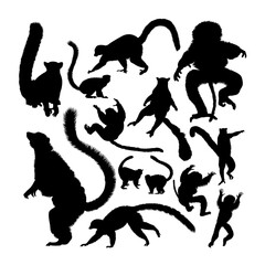 Wall Mural - Lemur animal silhouettes. Good use for symbol, logo, icon, mascot, sign, or any design you want.