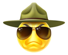 Angry Drill Sergeant Emoticon Cartoon Face
