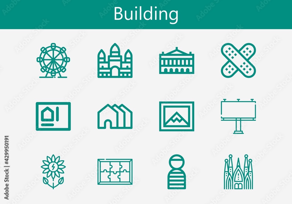 Premium set of building line icons. Simple building icon pack. Stroke ...