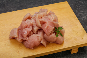 Raw diced chicken for cooking