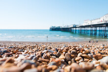 Brighton Beach With Gravel Beach, Ocean And Pier