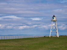 Built On A Steel Tower, The 12m Tall East Cote Lighthouse At Silloth On The Solway Coast, Cumbria, England, UK.