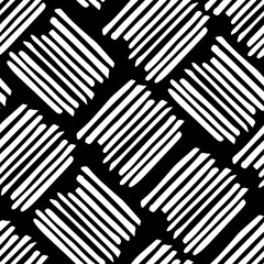 Wall Mural - black and white abstract geometric shapes seamless pattern, vector illustration endless repeatable texture background