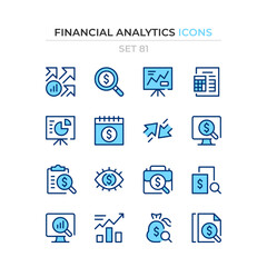 Wall Mural - Financial analytics icons. Vector line icons set. Premium quality. Simple thin line design. Modern outline symbols collection, pictograms.