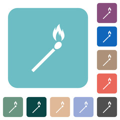 Wall Mural - Burning matchstick rounded square flat icons