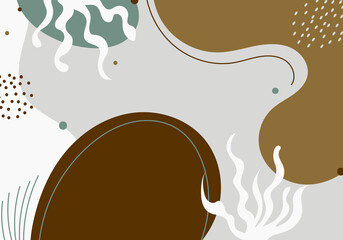 Wall Mural - hand drawn organic coral shape, dots trendy pattern background