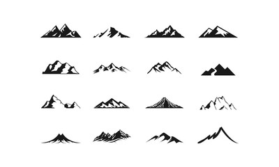 Wall Mural - Volcanoes and mountains icon set illustration vector