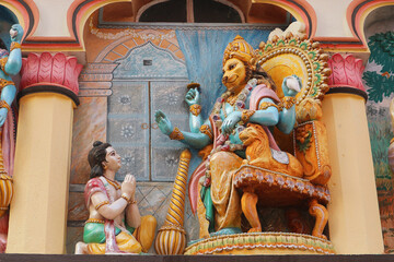 Sculpture on a Hindu temple. Nrsimha Dev and Prahlad Maharaj.