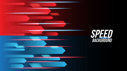 Wall Mural - abstract red and blue background technology high speed racing for sports of long exposure light on b