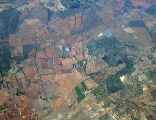 top view of the ground. isolated view from airplane window