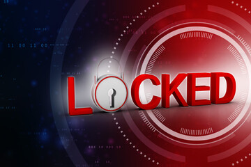 Poster - 3d illustration Safety concept: Closed Padlock on digital background
