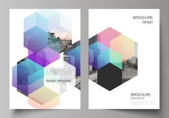 Poster - vector layout of a4 format cover mockups design templates with abstract shapes and colors for brochu