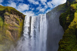 Fototapeta Mapy - waterfall in the mountains, Skogafoss, Iceland