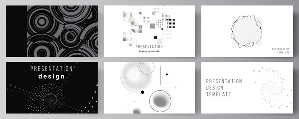 Poster - Vector layout of the presentation slides design business templates, template for presentation brochure, brochure cover, report. Abstract technology black color science background. High tech concept.