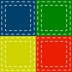Poster - Four colors squares and dashed patches. Green, blue, yellow and red color tile.