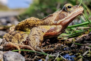 Wall Mural - frog on the grass