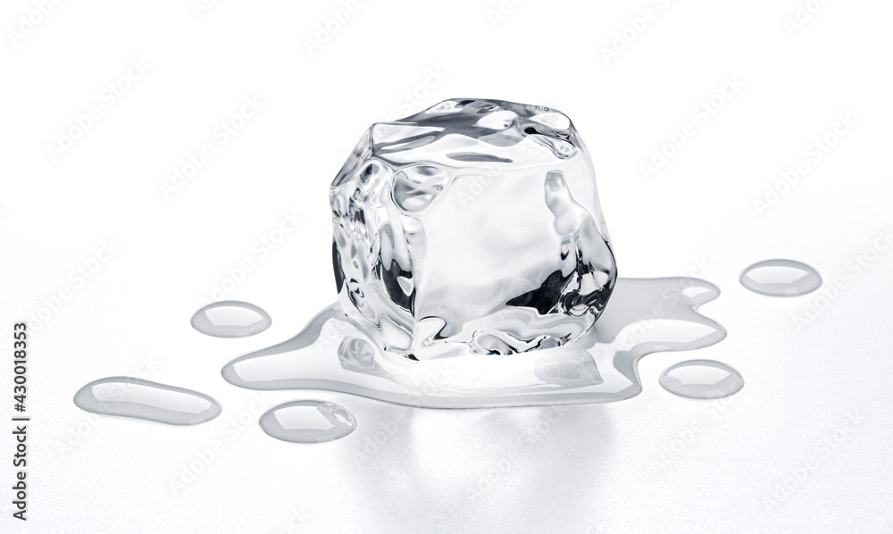 Melting ice cube isolated on white background Stock Photo | Adobe Stock