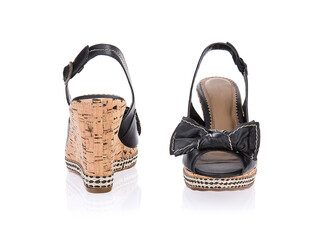 Stylish summer female black leather shoes