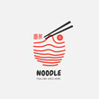Noodle and ramen logo design vector template. chinese text translation 