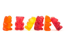 Multicolored Jelly Bears Candy Isolated On A White Background. Jelly Bean.