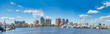 West Palm Beach panoramic view of city port with boats and skyline on a sunny winter day, Florida