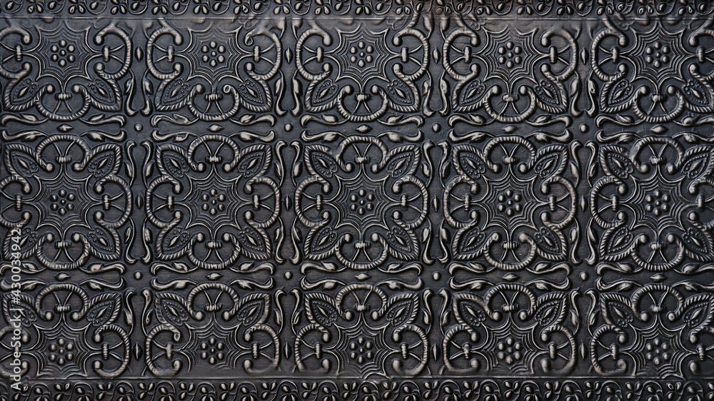 Traditional islamic rhythmic arabesque pattern in form of embossing on ...