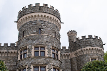 grey tower castle at Arcadia University rock stone