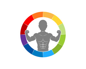 Poster - Man body fitness in the speedometer indicator logo